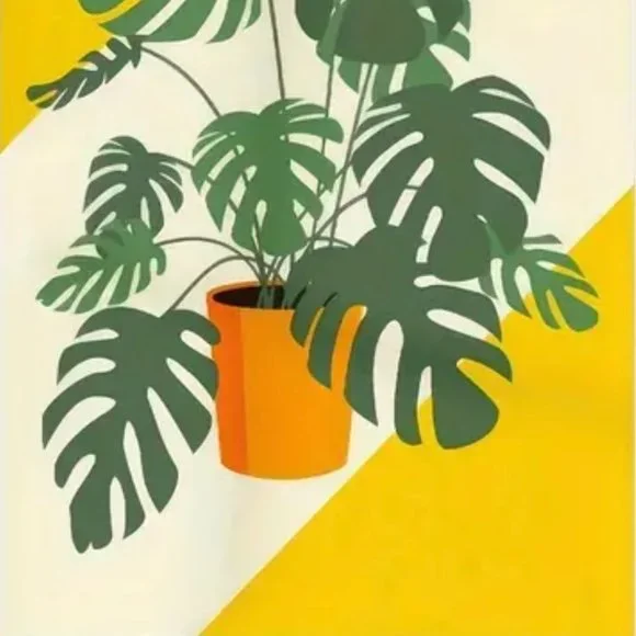 23"Lx16"W Retro Split Leaf Philodendron Tropical Houseplant Canvas Art Print New - Picture 3 of 4